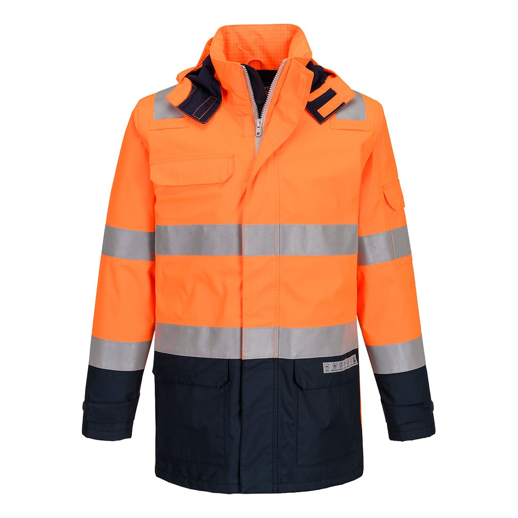 Giacca Bizflame Rain+ Hi-Vis Light Arc – Arancione/blu navy