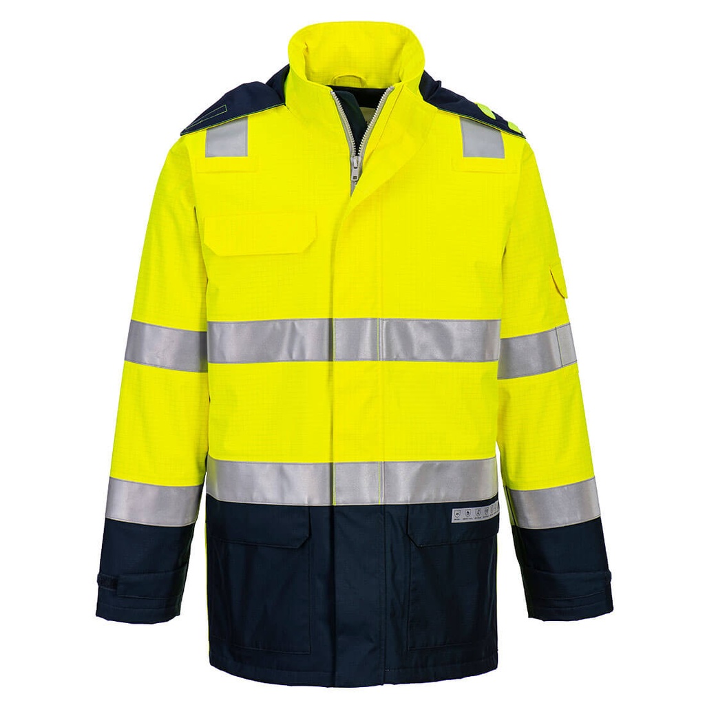 Giacca Bizflame Rain+ Hi-Vis Light Arc – Giallo/blu navy