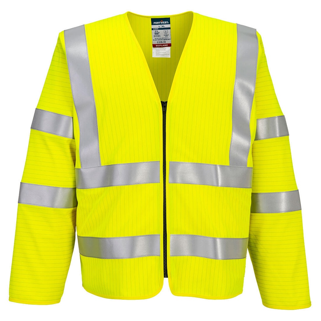 Gilet con zip a maniche lunghe Bizflame Hi-Vis FR – Giallo