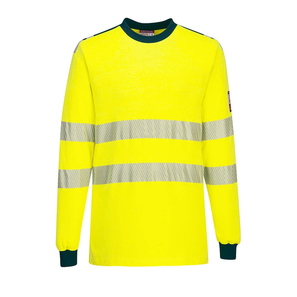 T-shirt manica lunga ignifuga alta visibilità PW3 Modaflame classe 3 – Giallo/blu navy