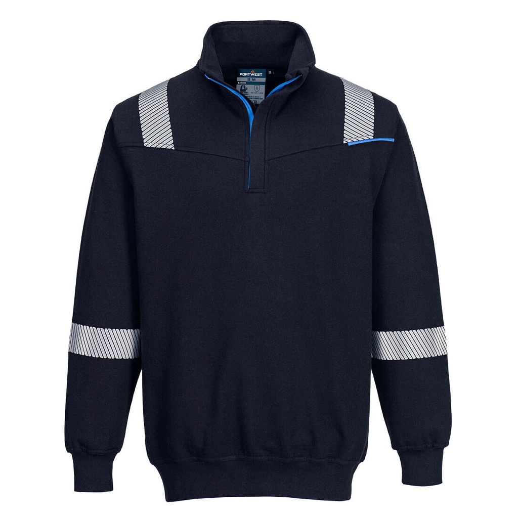 Felpa ignifuga antistatica WX3 Modaflame con mezza zip – Blu navy