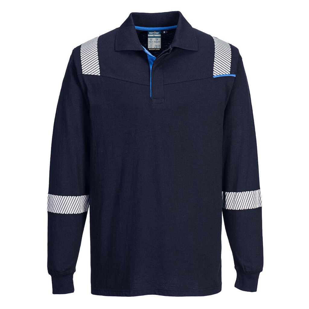 Polo manica lunga ignifuga antistatica WX3 Modaflame – Blu navy