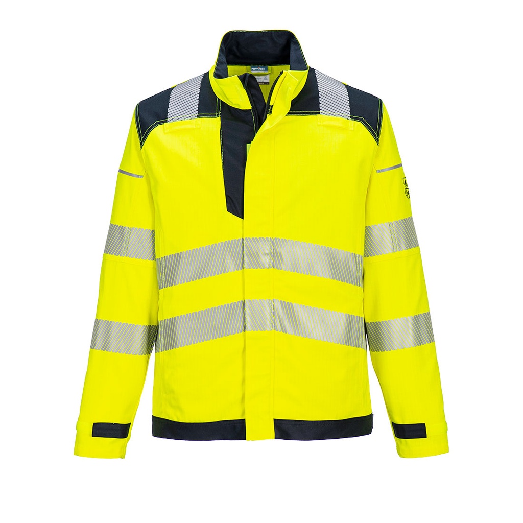 Giacca ignifuga multinorma alta visibilità PW3 Modaflame Work classe 3 – Giallo/blu navy