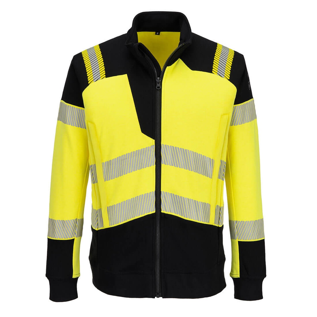 Felpa ignifuga alta visibilità PW3 Modaflame con zip intera classe 2 – Giallo/nero