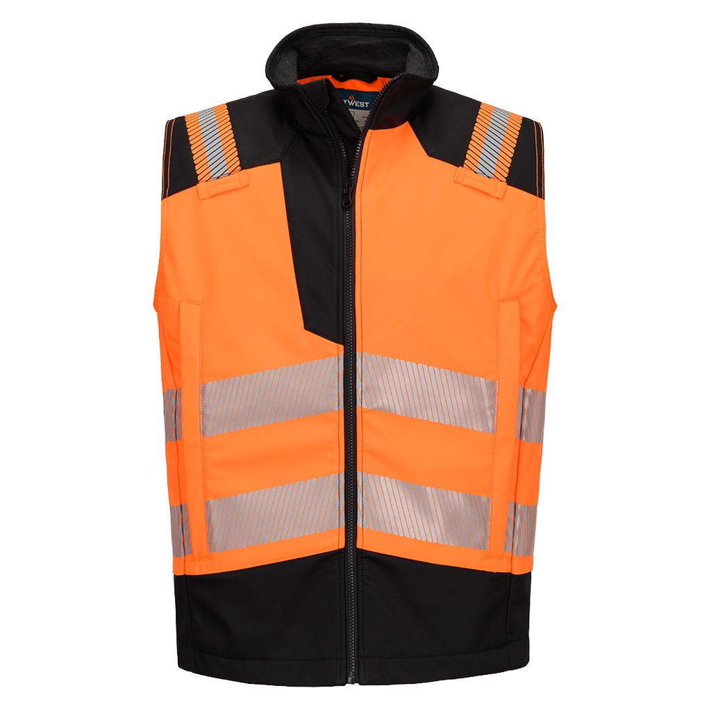 PW3 Modaflame Softshell Hi-Vis FR Gilet – Arancione/nero