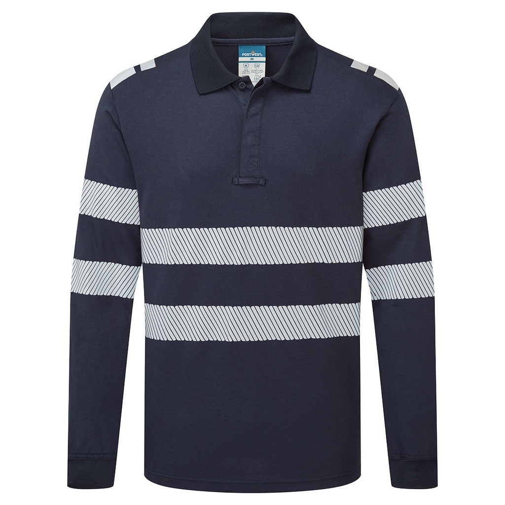 Polo manica lunga ignifuga antistatica PW3 Modaflame – Blu navy