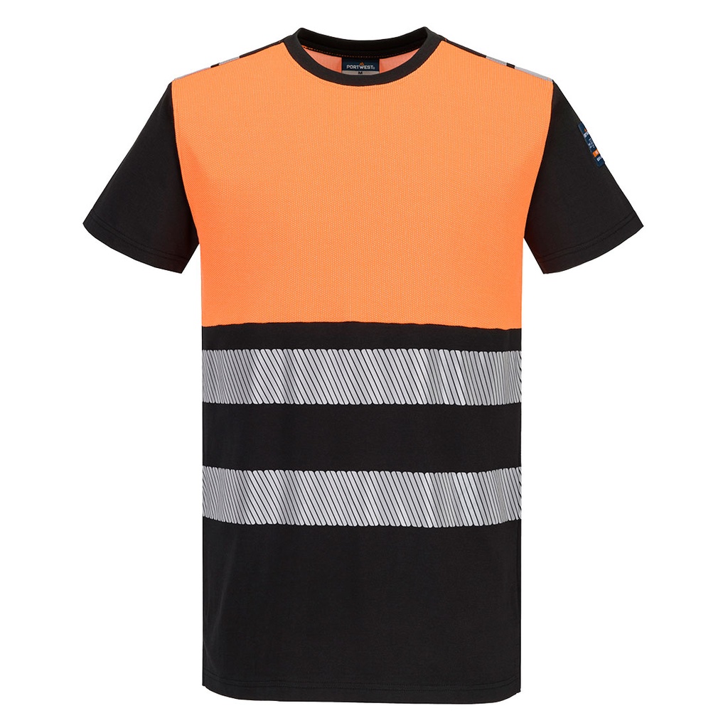 T-shirt manica corta ignifuga alta visibilità arancione PW3 Modaflame classe 1 – Arancione/nero