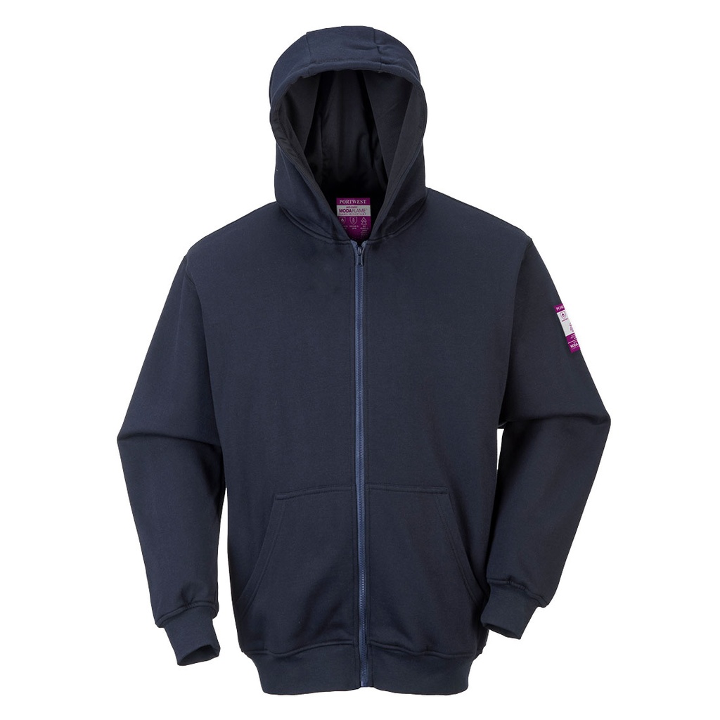 Felpa con cappuccio ignifuga antistatica Modaflame con zip intera – Blu navy chiaro