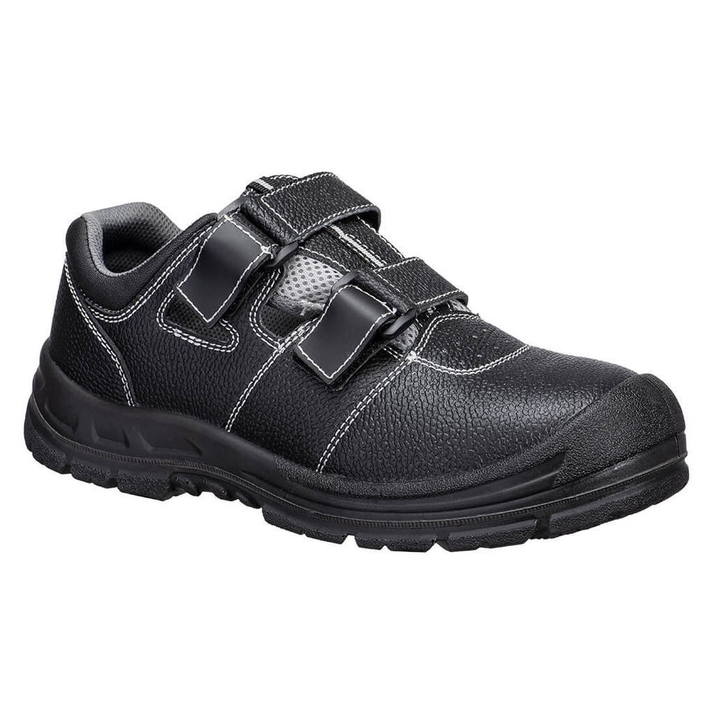 Sandalo antinfortunistico in pelle action puntale in acciaio S1P SR FO – Nero/grigio