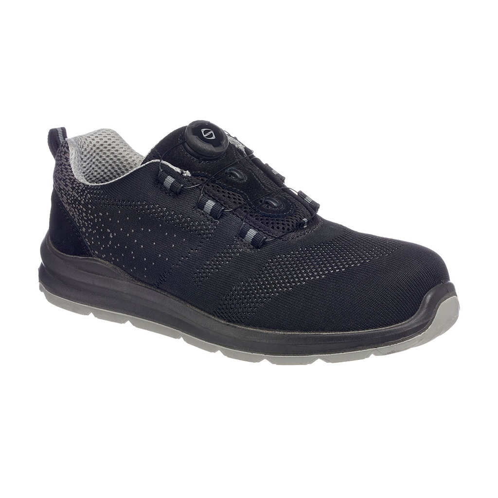 Scarpa antinfortunistica sportiva con lacci a filo puntale in composito S1P SRC – Nero/grigio