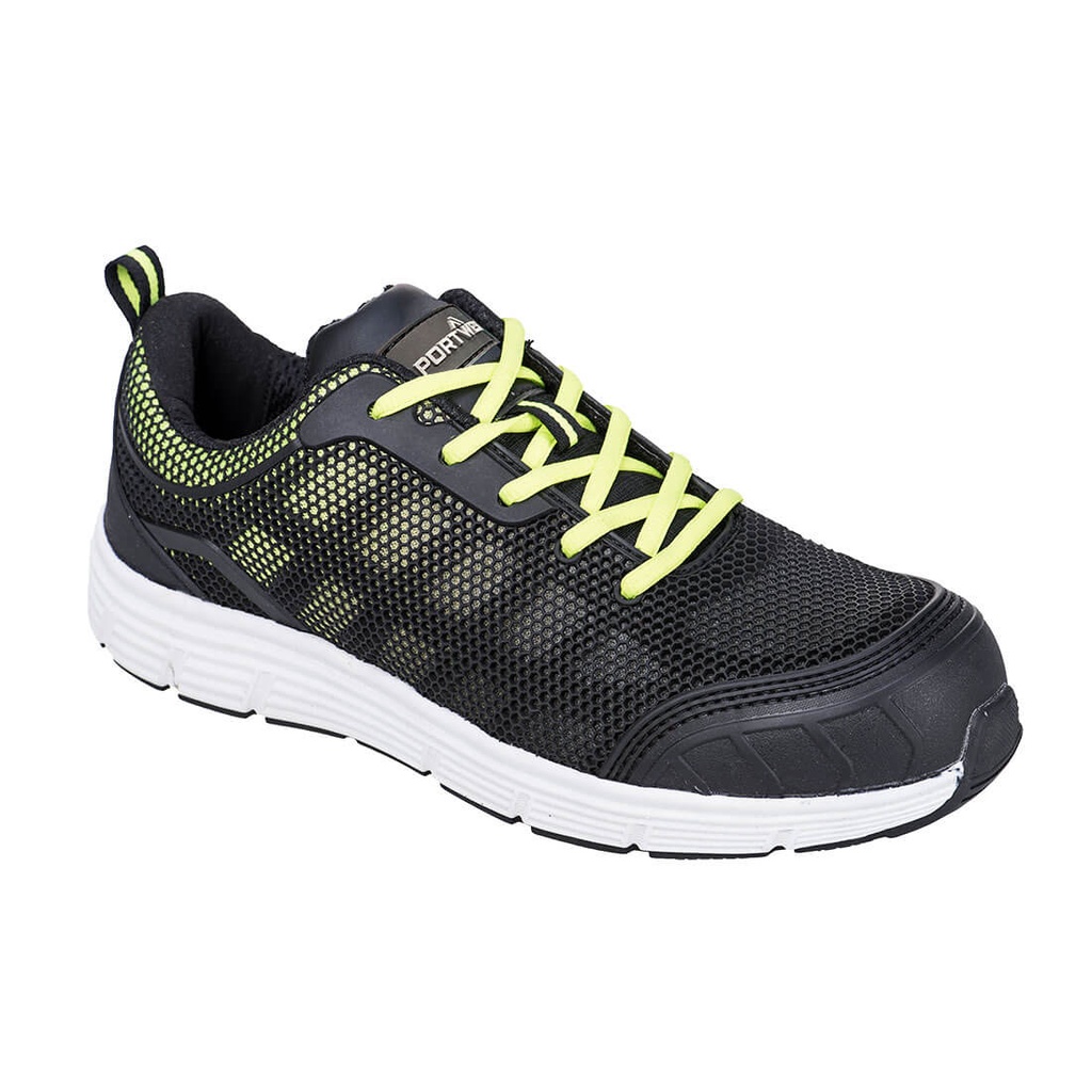 Scarpa antinfortunistica sportiva in tessuto e TPU puntale in acciaio S1P FO SR – Nero/verde