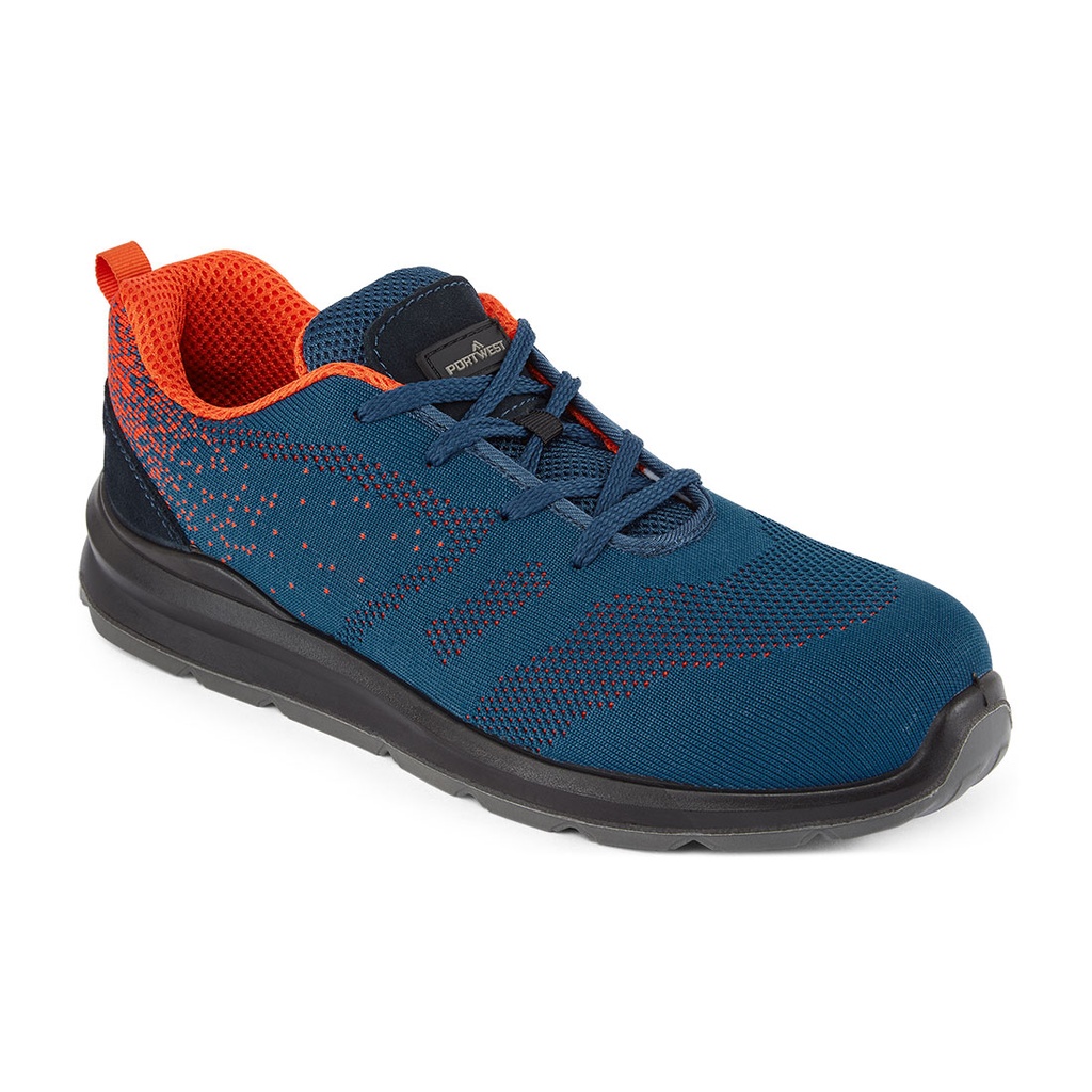 Scarpa antinfortunistica sportiva in maglia puntale in acciaio S1P FO SR – Blu/arancione