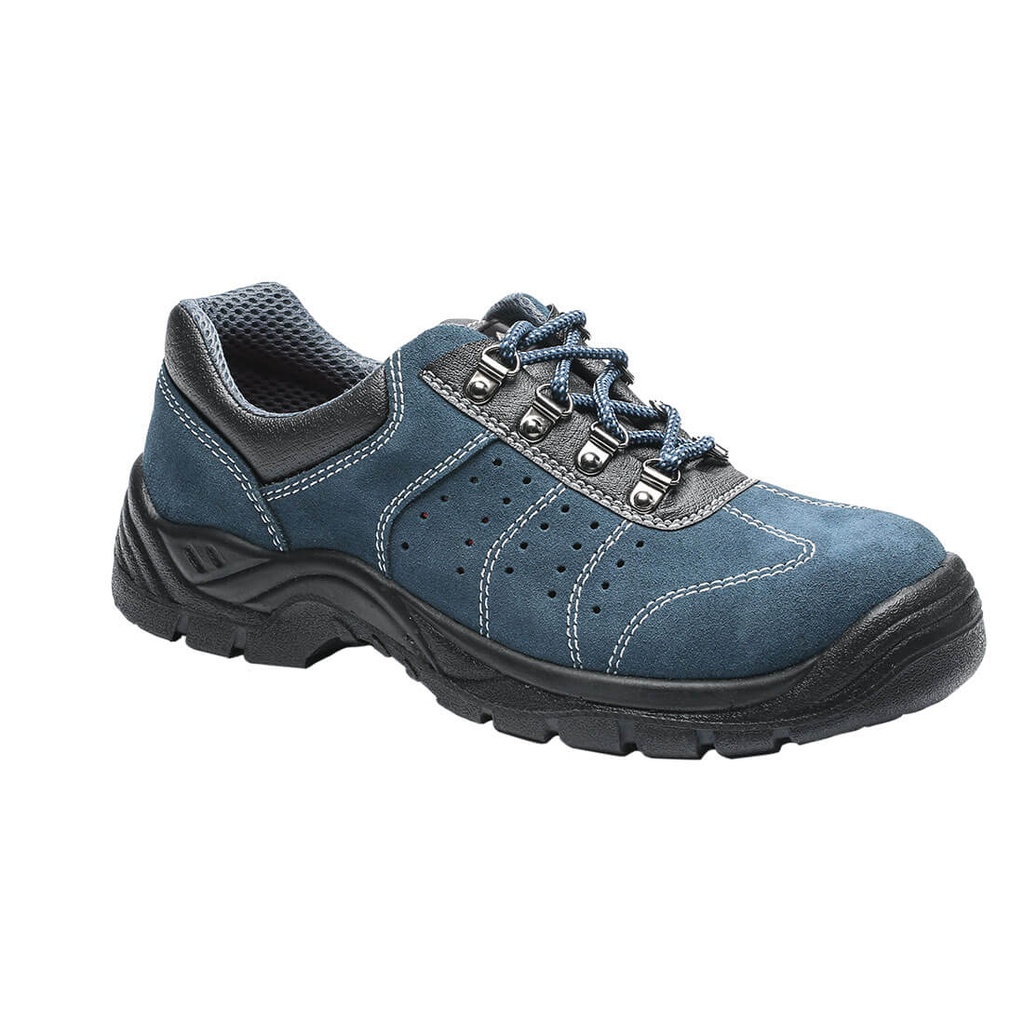 Scarpa antinfortunistica bassa scamosciata traforata puntale in acciaio S1P SR FO – Blu