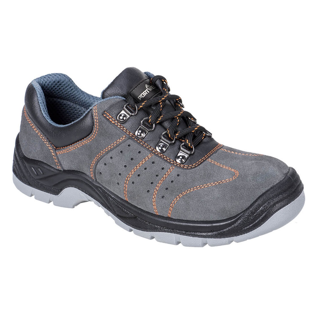 Scarpa antinfortunistica bassa scamosciata traforata puntale in acciaio S1P SR FO – Grigio