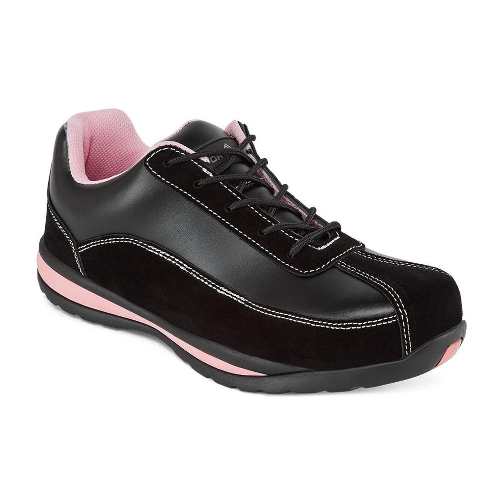 Scarpa antinfortunistica sportiva in pelle puntale in acciaio S1P HRO SR – Nero/rosa