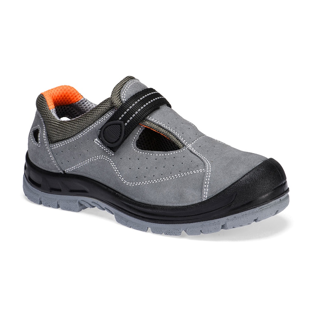 Sandalo antinfortunistico in pelle scamosciata puntale in acciaio S1 SR FO – Grigio