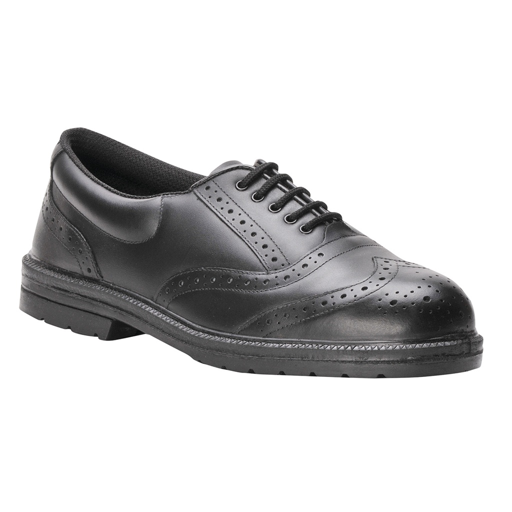 Scarpa antinfortunistica elegante Brogue puntale in acciaio S1P – Nero