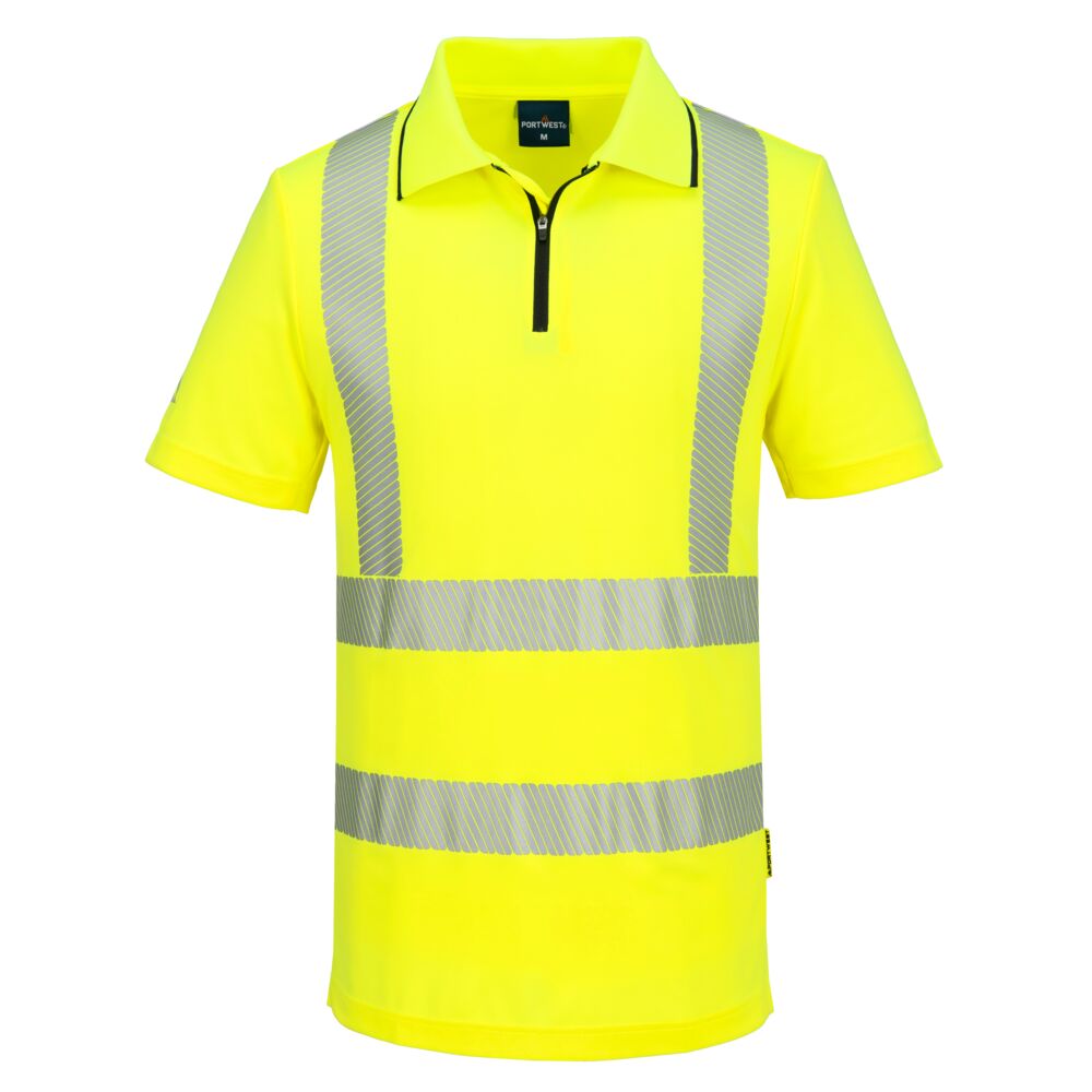 Polo manica corta con zip alta visibilità KX3 Sport classe 2 – Giallo