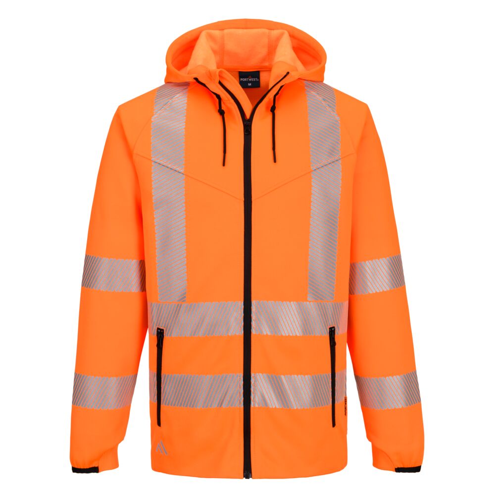 Felpa con cappuccio e zip alta visibilità KX3 Sport classe 2/3 – Arancione
