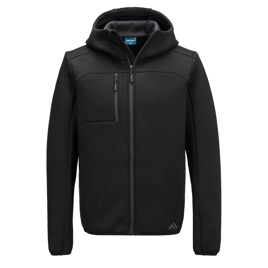Felpa tecnica con cappuccio e zip KX3 Sport – Nero