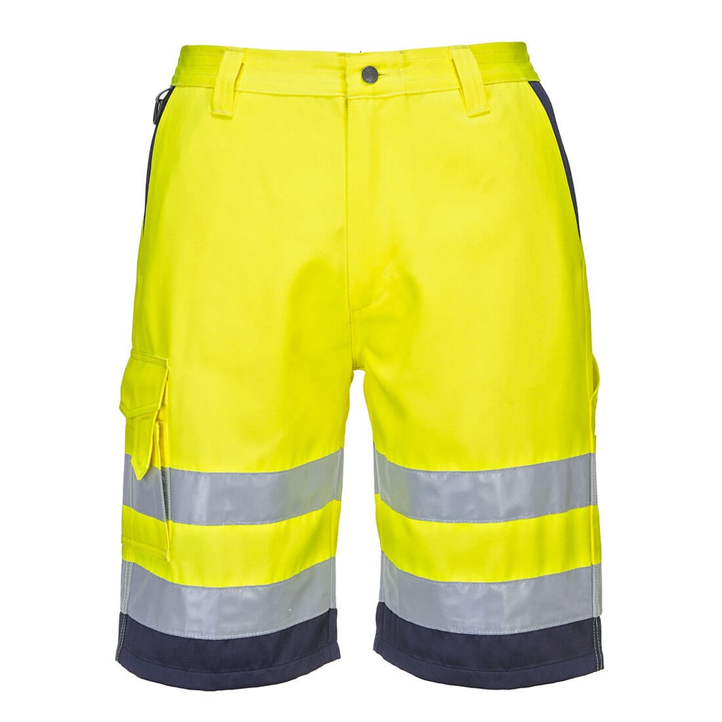 Bermuda alta visibilità leggere Poly-cotton – Giallo/blu navy