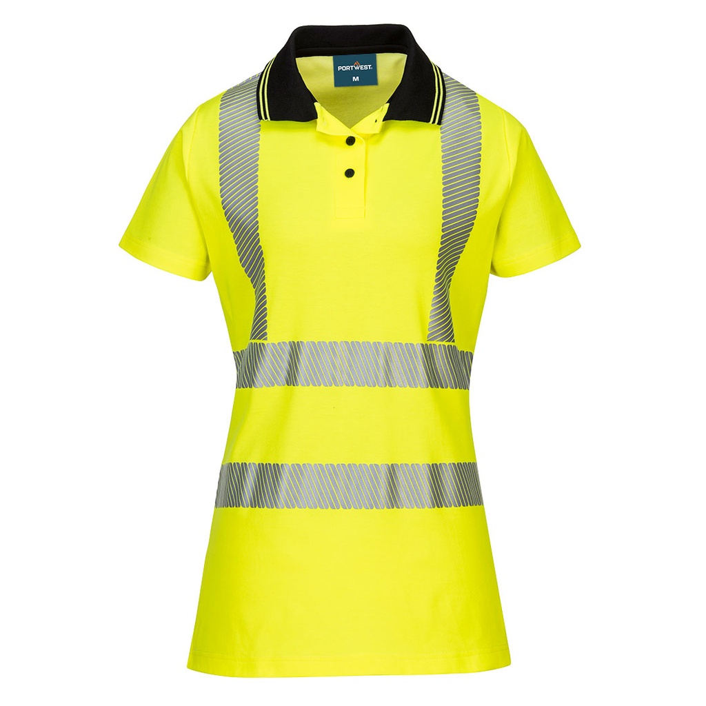 Polo manica corta da donna alta visibilità Cotton Comfort Pro classe 2 – Giallo/nero