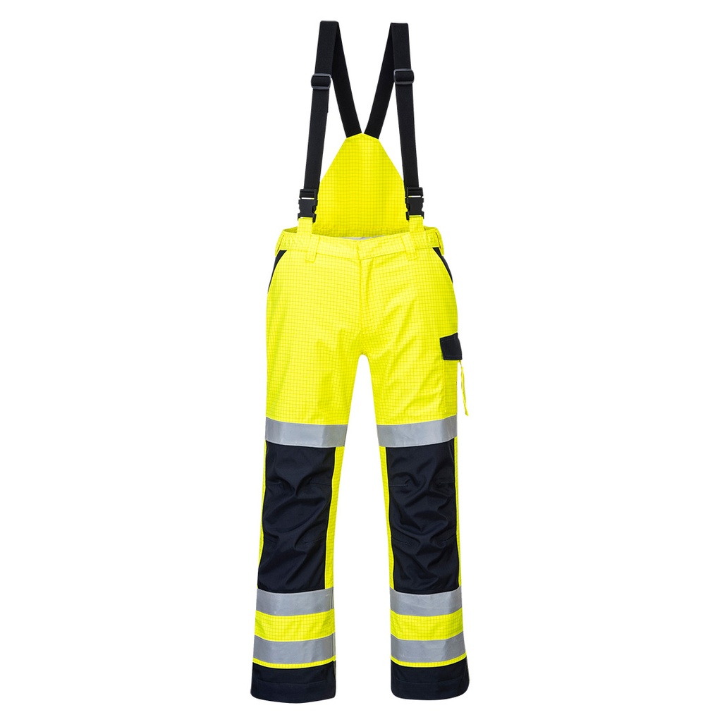 Pantaloni ignifughi multinorma alta visibilità Modaflame Rain+ classe 2 – Giallo/blu navy