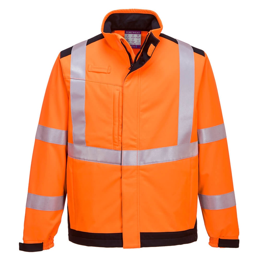 Giacca softshell ignifuga multinorma alta visibilità Modaflame classe 3 – Arancione/blu navy