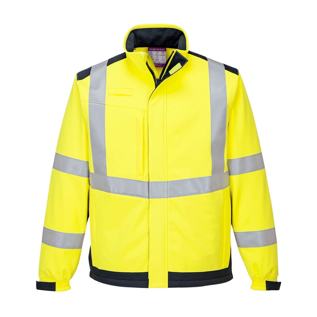 Giacca softshell ignifuga multinorma alta visibilità Modaflame classe 3 – Giallo/blu navy