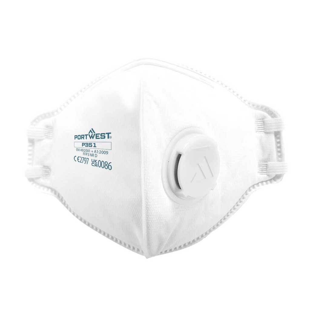 Mascherina FFP3 con valvola Dolomite pieghevole (conf. 20 pz) – Bianco