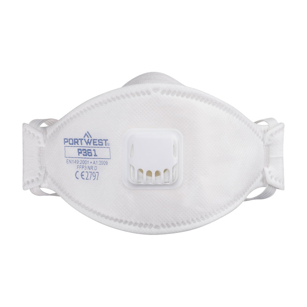 Mascherina FFP3 con valvola Dolomite a tre pannelli (conf. 10 pz) – Bianco
