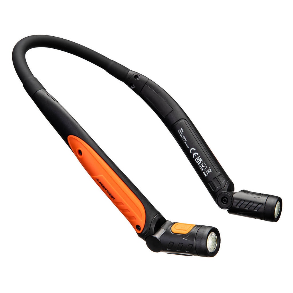 Lampada LED da collo ricaricabile USB – Nero/arancione
