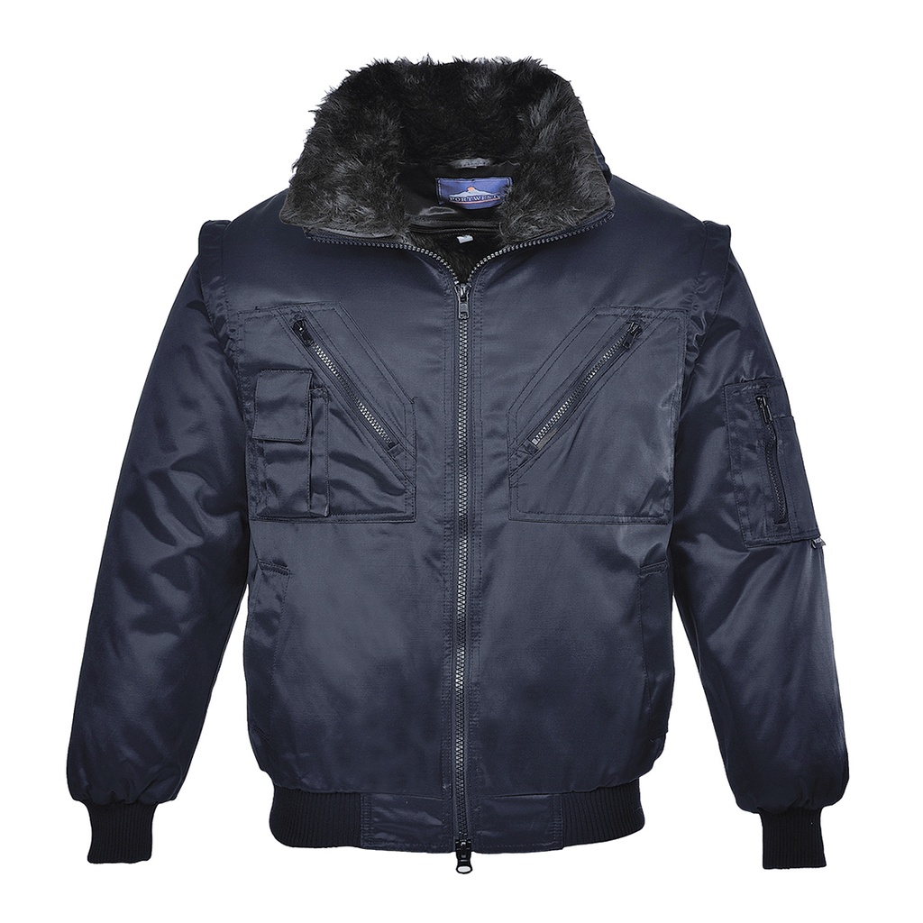 Giubbotto antifreddo Pilot con maniche staccabili – Blu navy chiaro