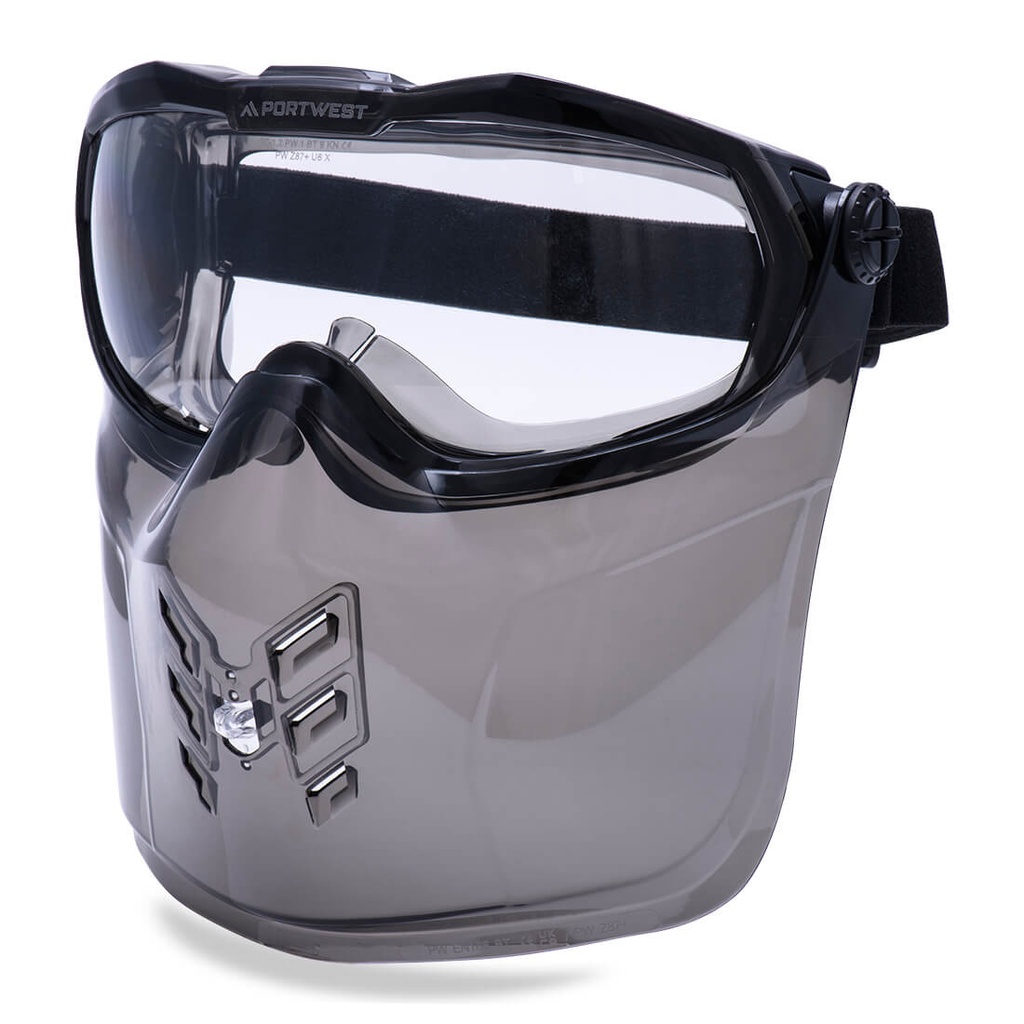 Occhiali a maschera Ultra Safe con mentoniera – Trasparente