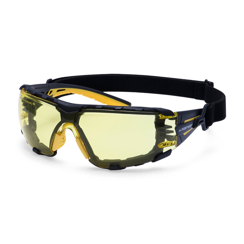 Occhiali di sicurezza Tech Look Pro KN con guarnizione e fascia elastica – Ambra