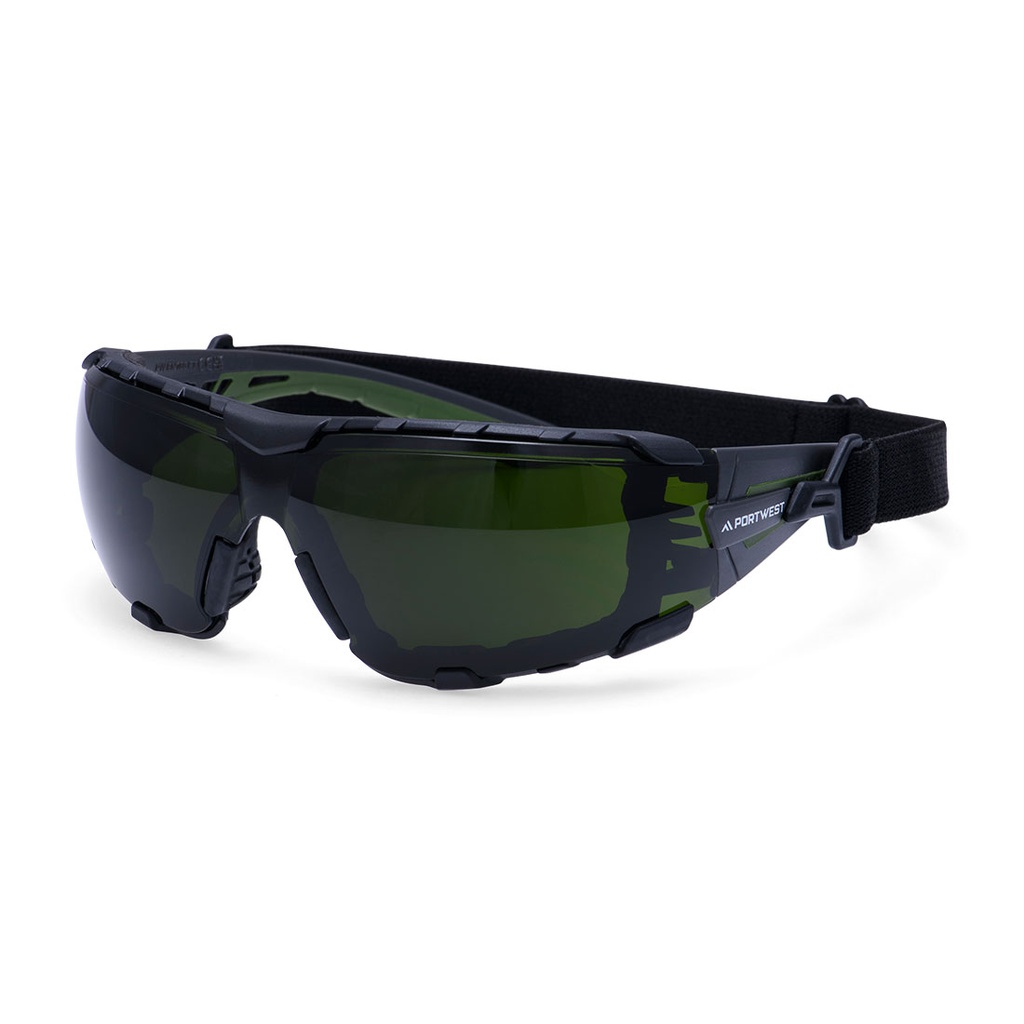 Occhiali di sicurezza Tech Look Pro KN con guarnizione e fascia elastica – Verde bottiglia