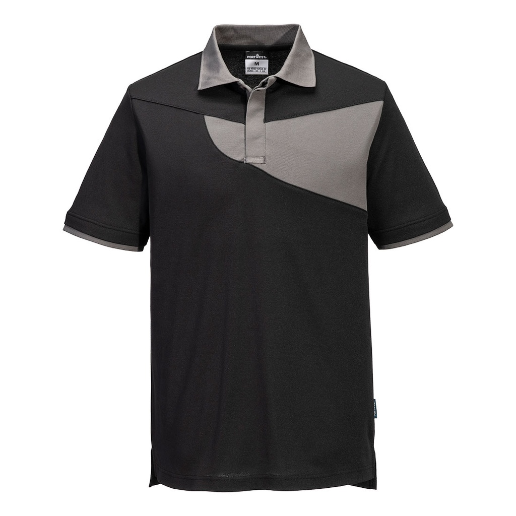 PW2 Polo S/S – Nero/grigio zoom
