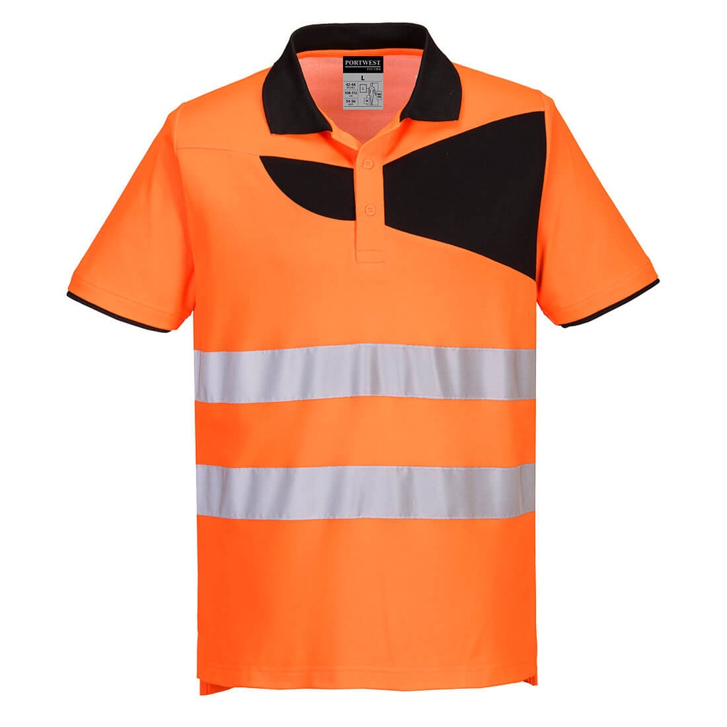 PW2 Polo Alta Visibilità S/S – Arancione/nero