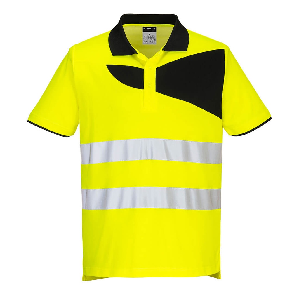 Polo manica corta alta visibilità PW2 classe 2 – Giallo/nero