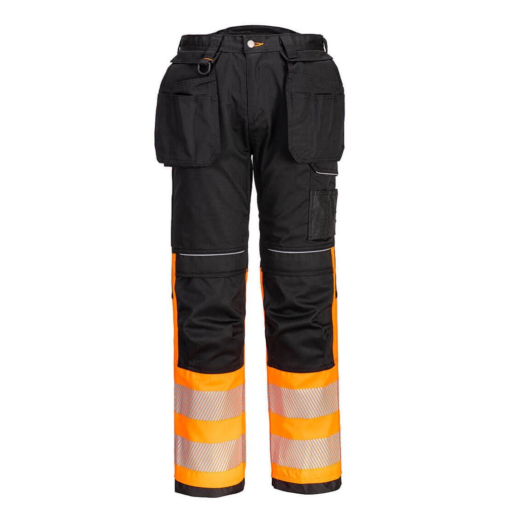 Pantaloni alta visibilità PW3 con tasche holster classe 1 – Arancione/nero