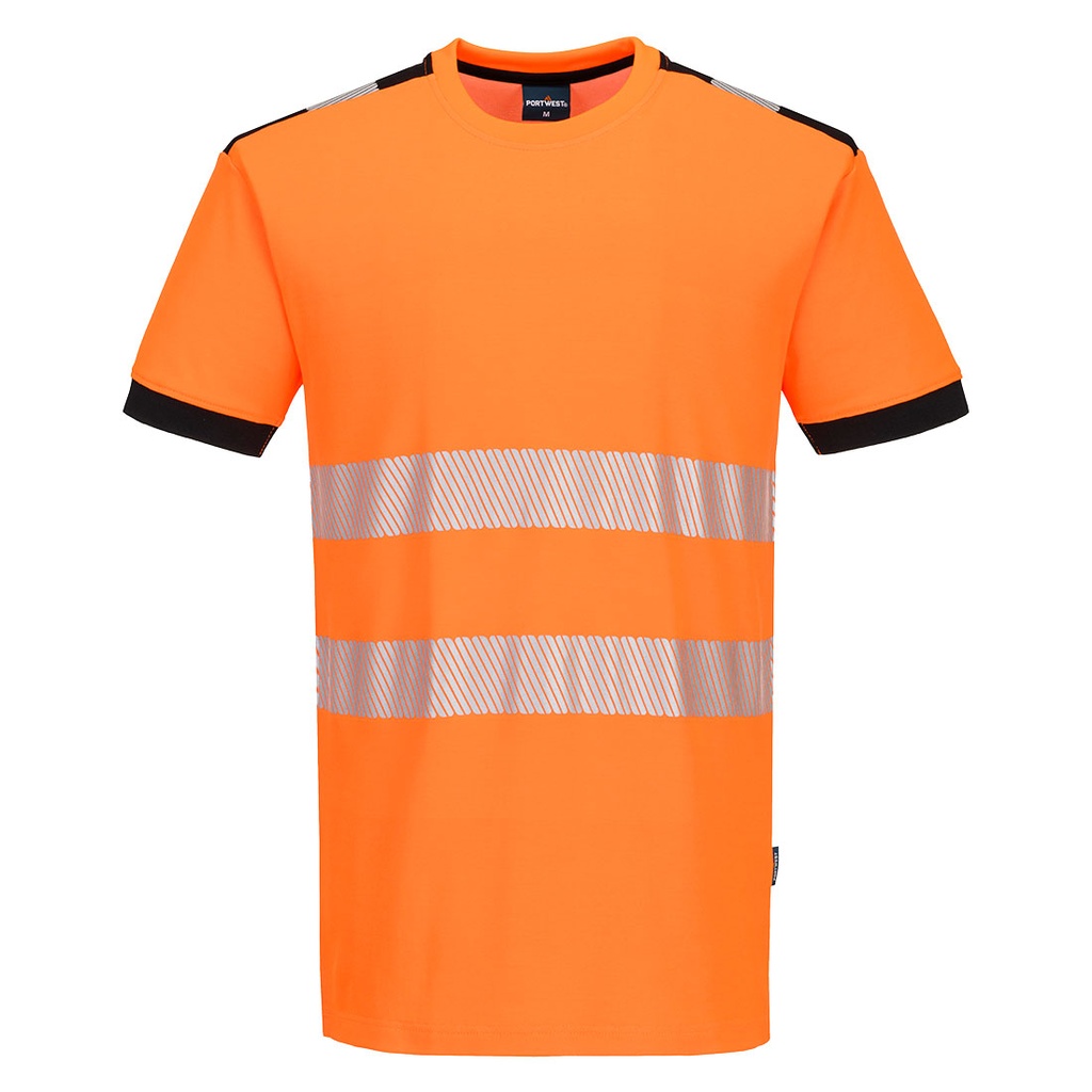 T-shirt manica corta alta visibilità PW3 Cotton Comfort classe 2 – Arancione/nero