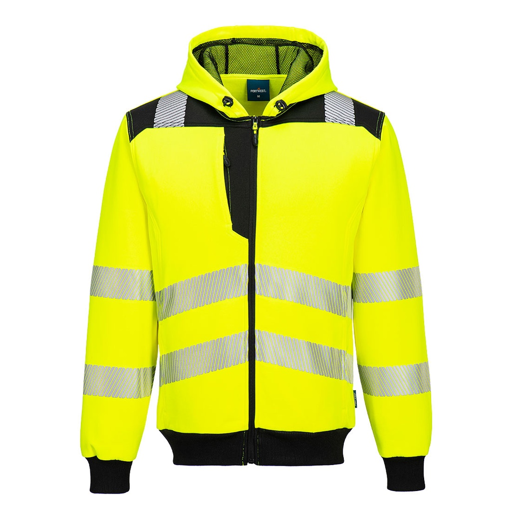 Felpa con cappuccio e zip alta visibilità PW3 classe 2/3 – Giallo/nero