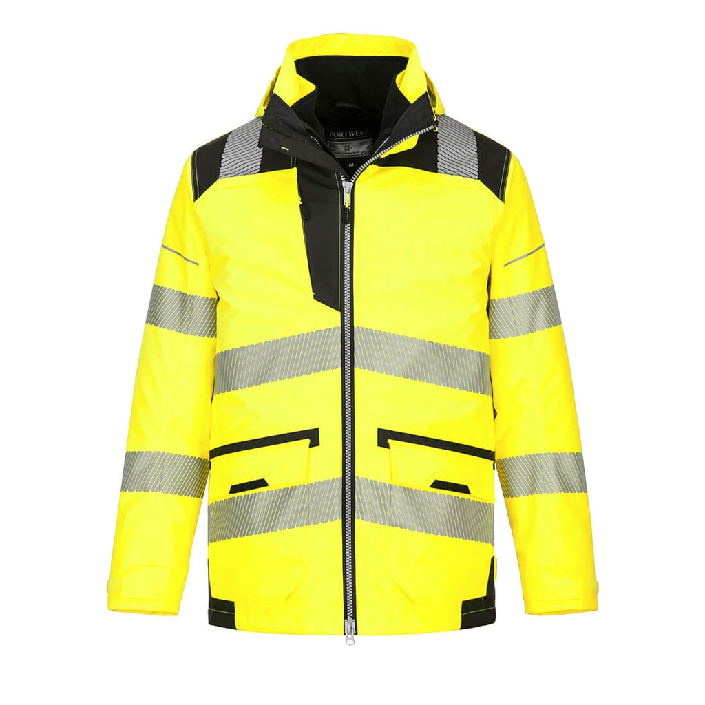Giacca 5 in 1 traspirante alta visibilità PW3 classe 3 – Giallo/nero