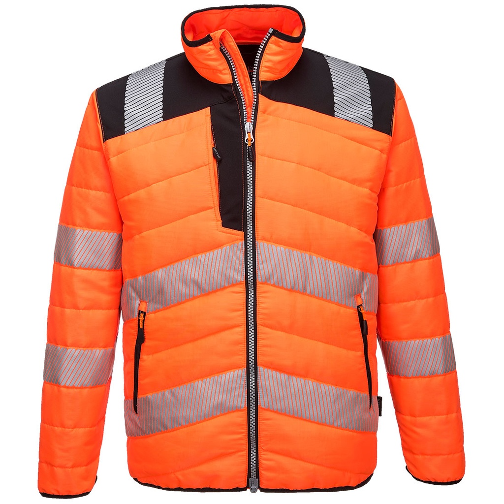 Giacca trapuntata alta visibilità PW3 classe 2/3 – Arancione/nero