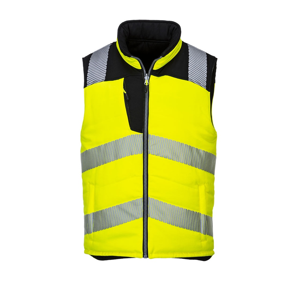Gilet imbottito reversibile alta visibilità PW3 classe 1/2 – Giallo/nero