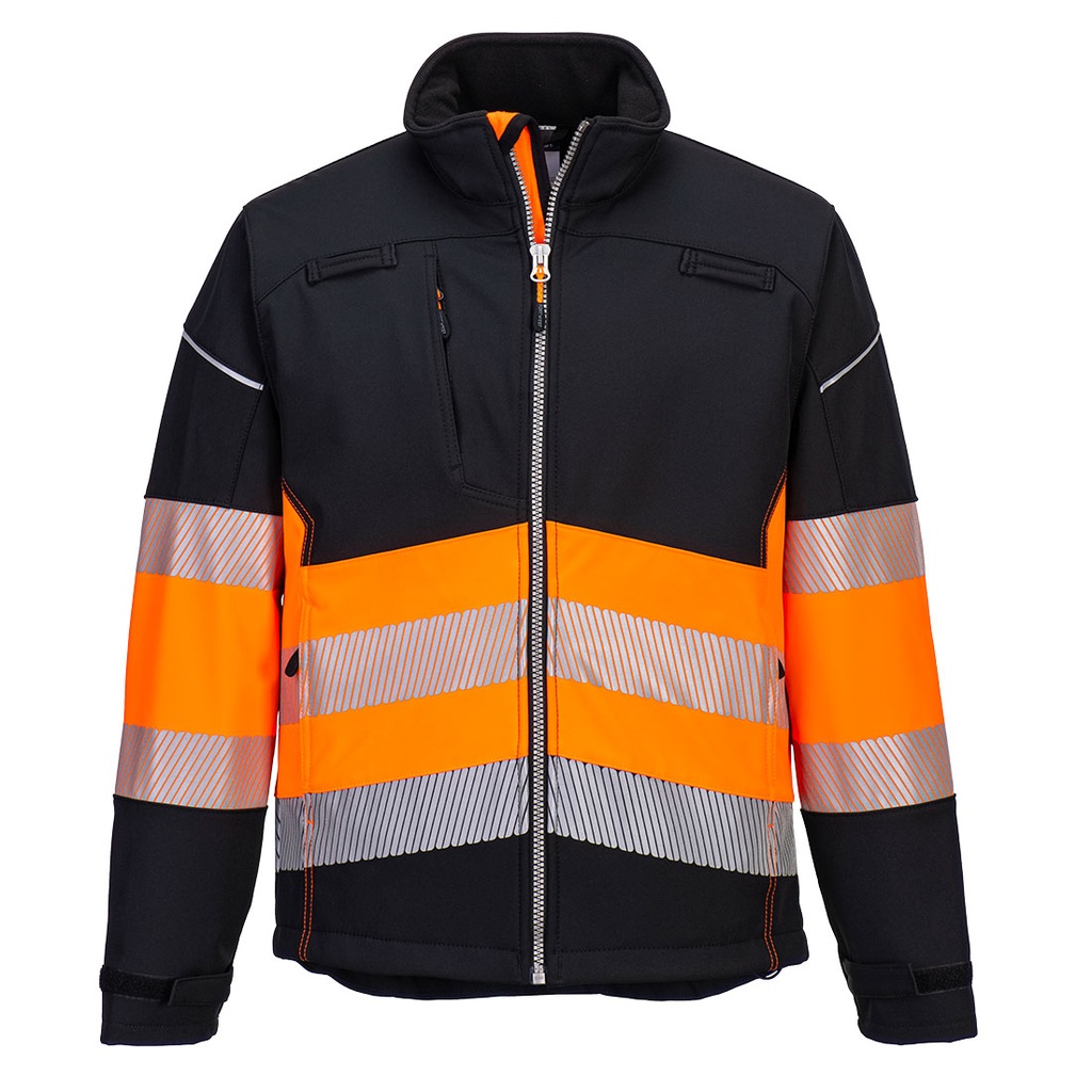 Giacca softshell alta visibilità PW3 (3L) classe 1 – Nero/arancione