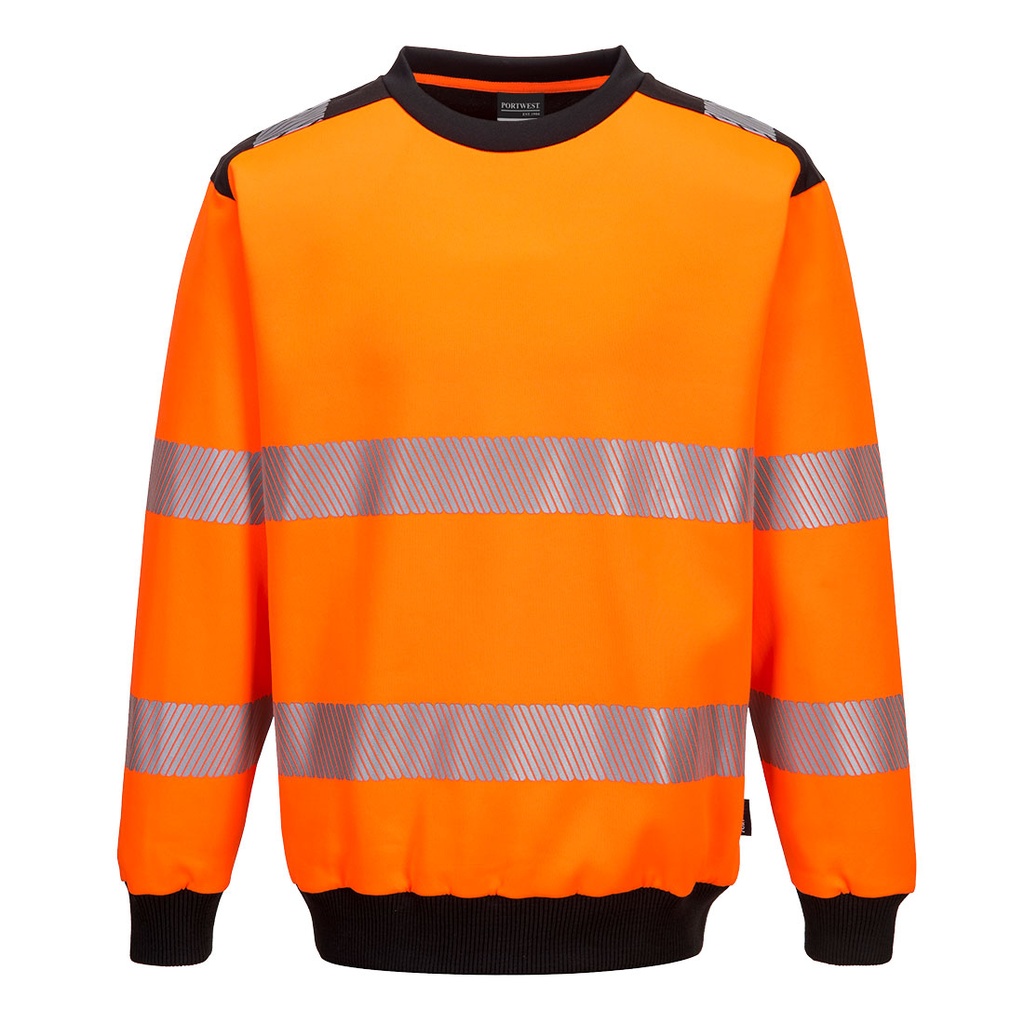 Felpa girocollo alta visibilità PW3 classe 2/3 – Arancione/nero