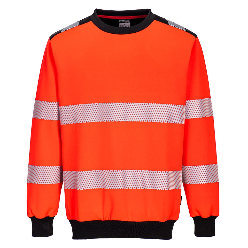 Felpa girocollo PW3 Hi-Vis – Rosso/nero