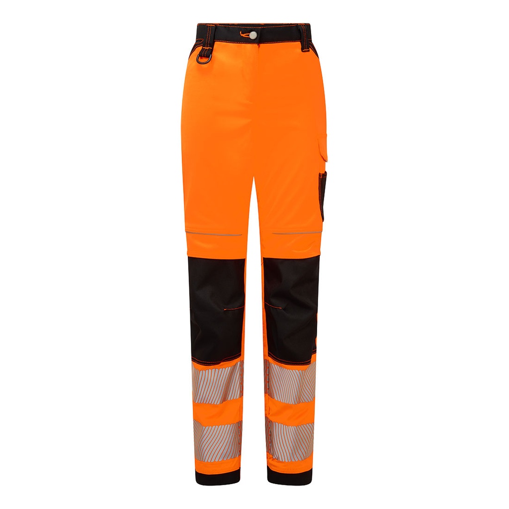 Pantaloni da lavoro elasticizzati da donna alta visibilità PW3 classe 2 – Arancione/nero