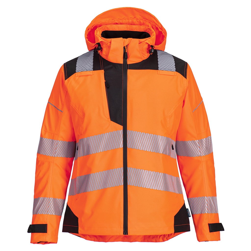 Giacca impermeabile da donna alta visibilità PW3 classe 2 – Arancione/nero